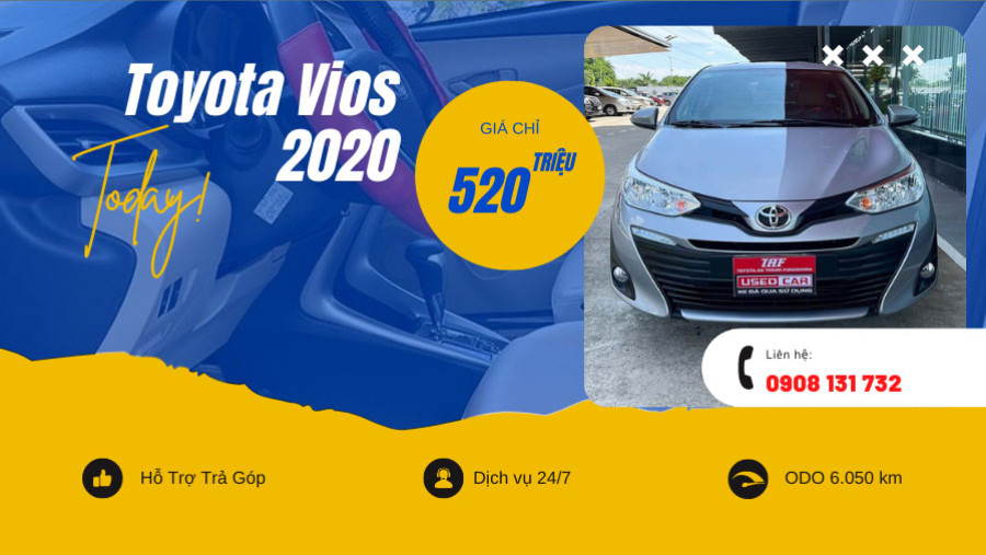 Vios 1.5E CVT 2020 Màu Bạc Odo 6050 Km