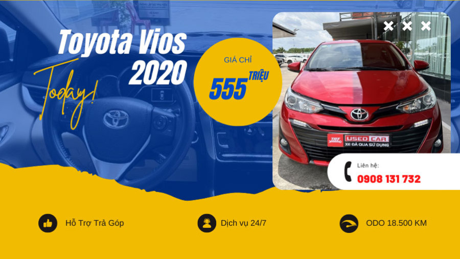 Vios G 2020 Màu Đỏ - Odo 18.500 Km