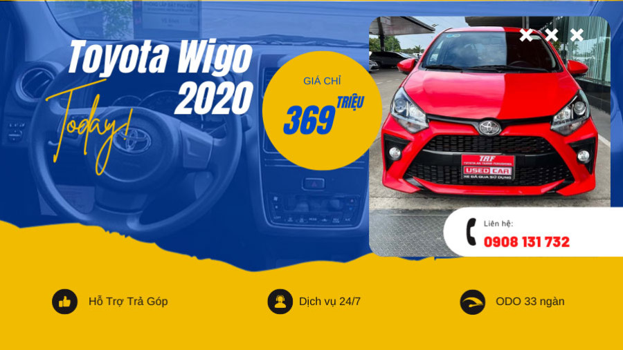 Wigo G 2020 Màu Đỏ - Odo 30.313 Km