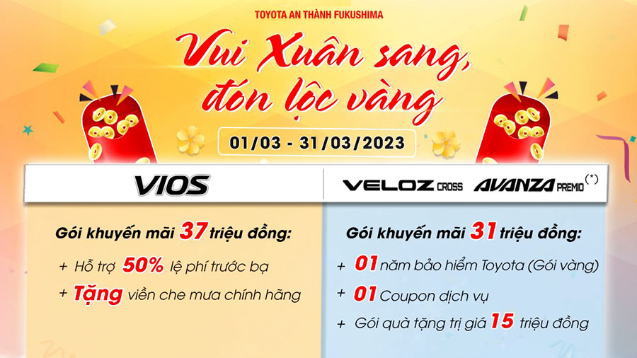 Khuyến Mãi Toyota Tháng 3/2023: Vui Xuân Sang - Đón Lộc Vàng