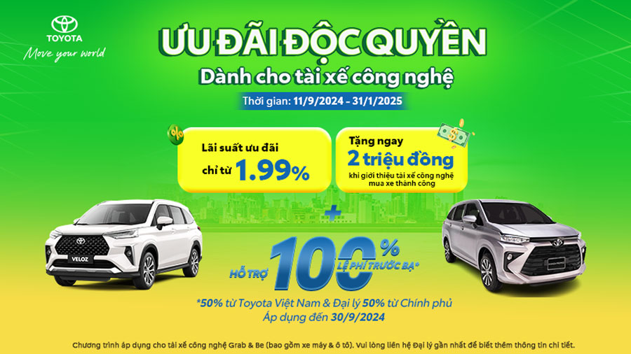 Ưu Đãi Từ Toyota Dành Cho Tài Xế Công Nghệ (Grab & Be)